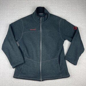 Mammut Fleece Sweater Women Black Full Zip Pullover Floral design Hiking (Read)